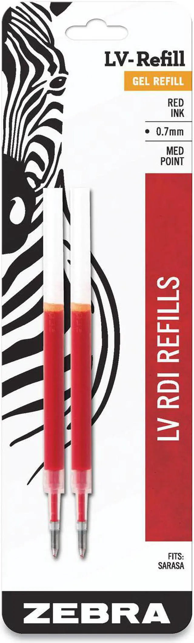 Alt view image 2 of 3 - Zebra JF Refill for Jimnie Gel RT/Airfit Gel/Kendo Gel Roller Ball, Med,Red,2/Pack, PK - ZEB87032