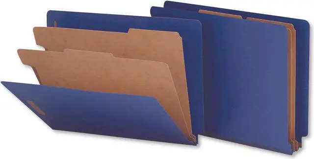 Alt view image 2 of 3 - Pressboard End Tab Classification Folders, Letter, Six-Section, Blue,