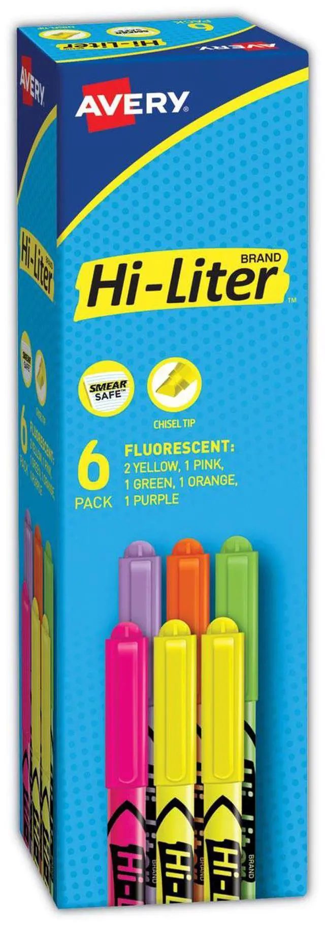Alt view image 6 of 10 - Hi-Liter Pen Style Highlighter Chisel Assorted Fluorescent Colors 6/Set 23565