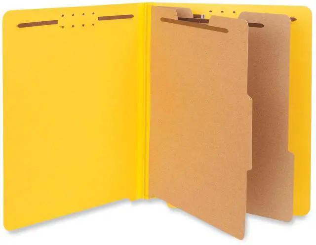 Alt view image 2 of 3 - Pressboard End Tab Classification Folders, Letter, Six-Section, Yellow