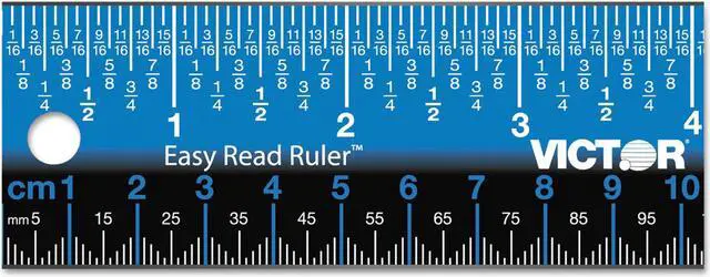 Alt view image 2 of 18 - Victor Easy Read Stainless Steel Ruler Standard/Metric 12" Blue EZ12SBL