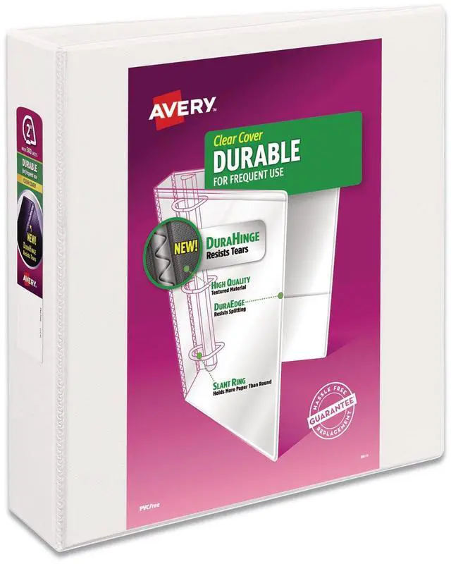Alt view image 3 of 9 - Avery Durable View Binder with DuraHinge and Slant Rings 2" White 4/Pack 17577
