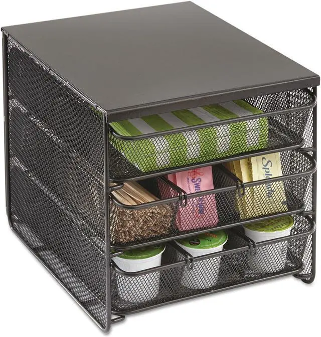 Alt view image 3 of 20 - 3 Drawer Hospitality Organizer 7 Compartments 11 1/2w x 8 1/4d x 8 1/4h Bk