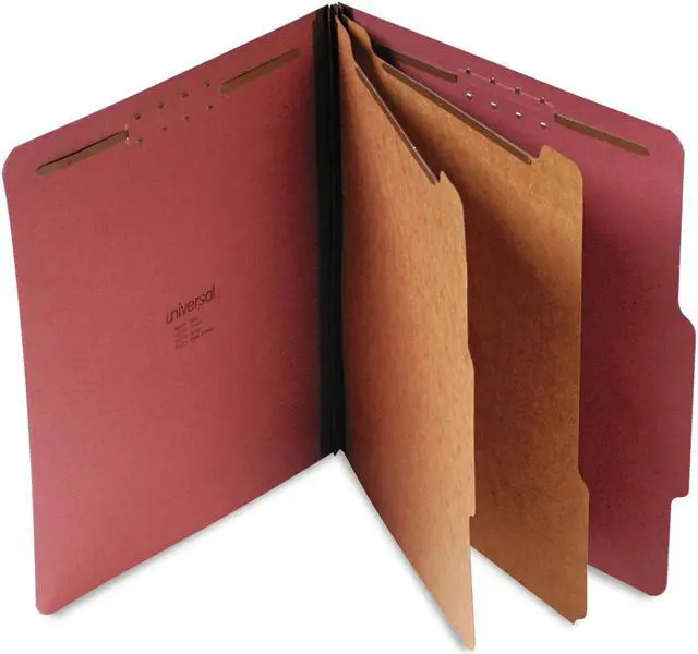 Alt view image 2 of 4 - Pressboard Classification Folder, Letter, Six-Section, Red, 10/Box