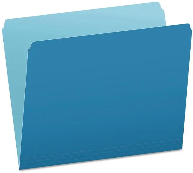Alt view image 2 of 10 - Pendaflex Colored File Folders Straight Cut Top Tab Letter Blue/Light Blue 100/Box 152BLU