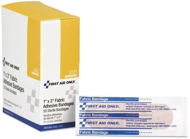 Alt view image 3 of 9 - First Aid Only Fabric Bandages 1" x 3" 50/Box G121