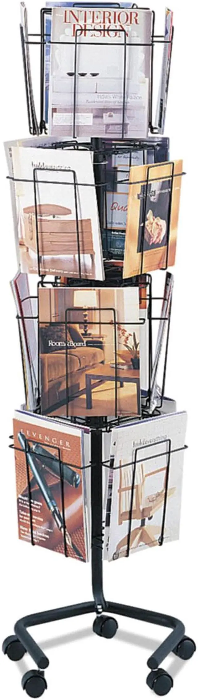 Alt view image 8 of 16 - Safco Wire Rotary Display Racks 16 Compartments 15w x 15d x 60h Charcoal 4139CH