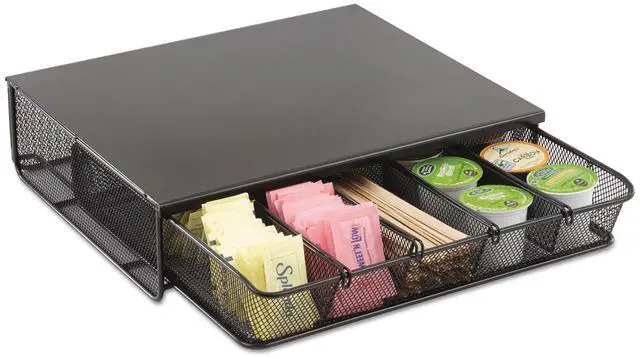 Alt view image 3 of 20 - Safco 1 Drawer Hospitality Organizer 5 Compartments 12 1/2 x 11 1/4 x 3 1/4 Bk 3274BL