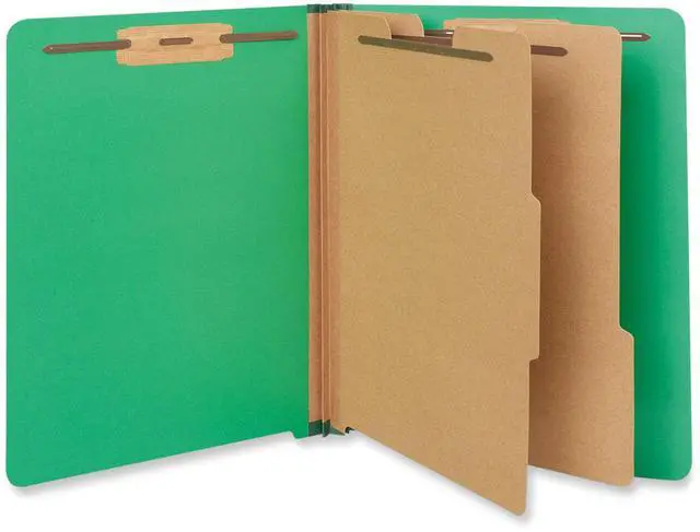 Alt view image 2 of 3 - Pressboard End Tab Folders, Letter, Six-Section, Green, 10/Box