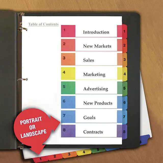 Alt view image 3 of 10 - UNIVERSAL Table of Contents Dividers Assorted Color 8-Tab 1-8 Letter White 6/PK