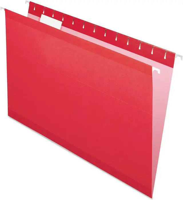 Alt view image 2 of 10 - Pendaflex Reinforced Hanging Folders 1/5 Tab Legal Red 25/Box 415315RED