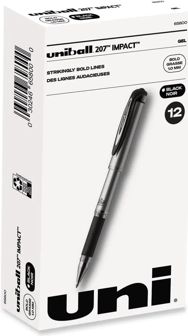 Alt view image 5 of 5 - 207 Impact Stick Gel Pen, Bold 1mm, Black Ink, Silver/Black Barrel 65800