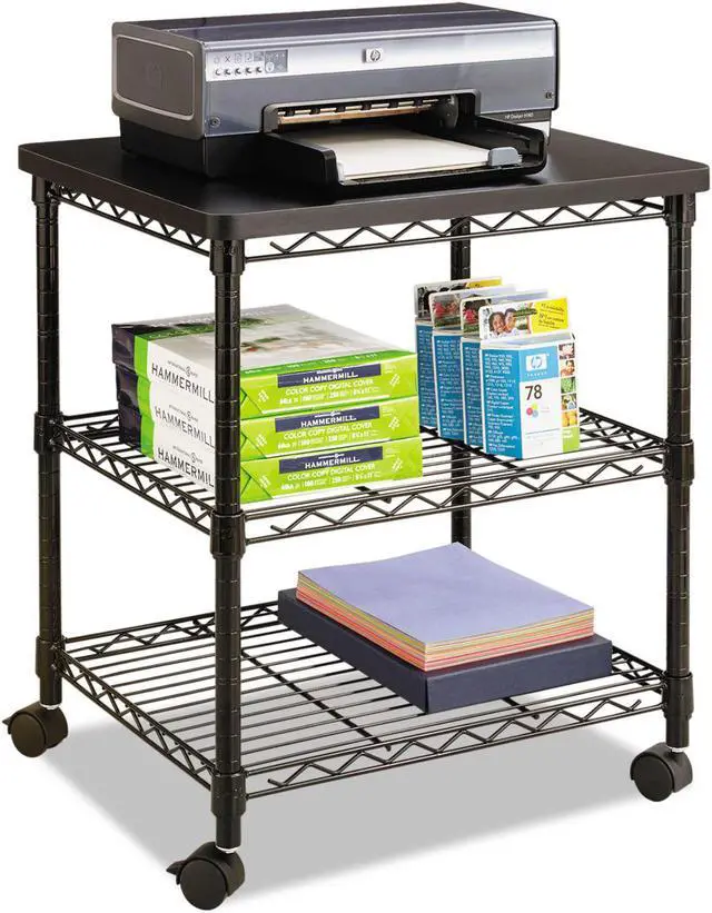 Alt view image 10 of 14 - Safco Desk Side Wire Machine Stand, Three-Shelf Desk Side Wire Machine Stand