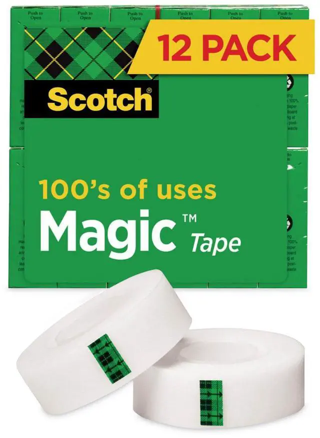 Alt view image 2 of 17 - Scotch Magic Tape Value Pack, 1" Core, 0.75" X 83.33 Ft, Clear, 12/Pack 810K12