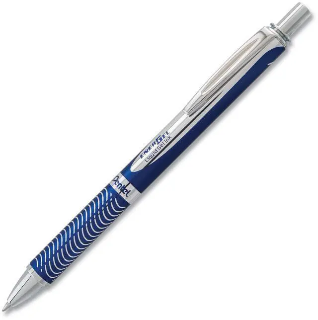 Alt view image 5 of 10 - EnerGel Alloy RT Gel Pen Retractable Medium 0.7 mm Black Ink Blue Barrel BL407CA