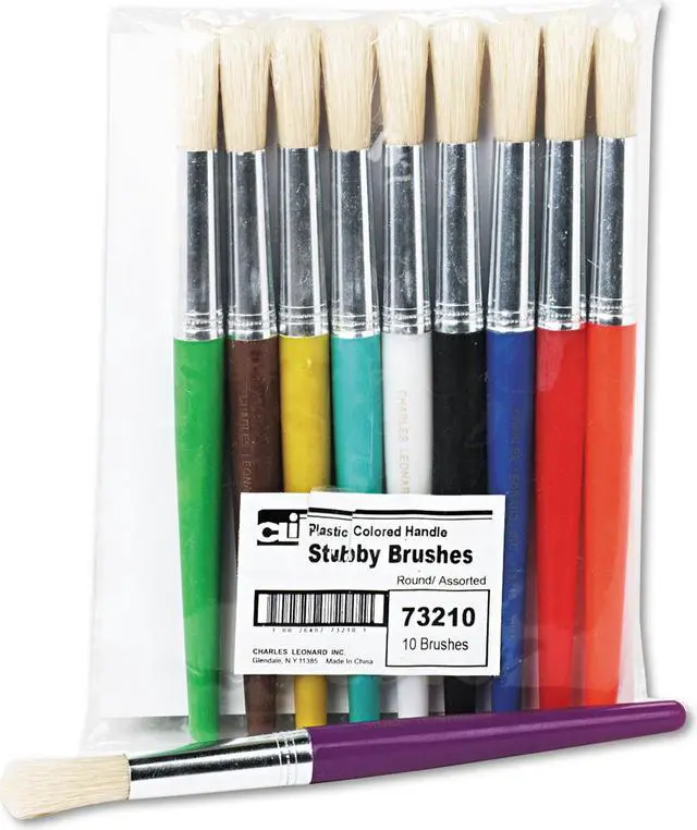 Alt view image 4 of 10 - Chenille Kraft Paint Brushes Natural Bristles Round 7-1/2" Hdle 10/ST Asst. CKC5183