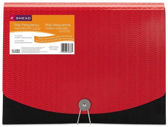Alt view image 15 of 16 - Smead Poly Frequency Expanding File 12 Pockets Black/Red Flap 70866