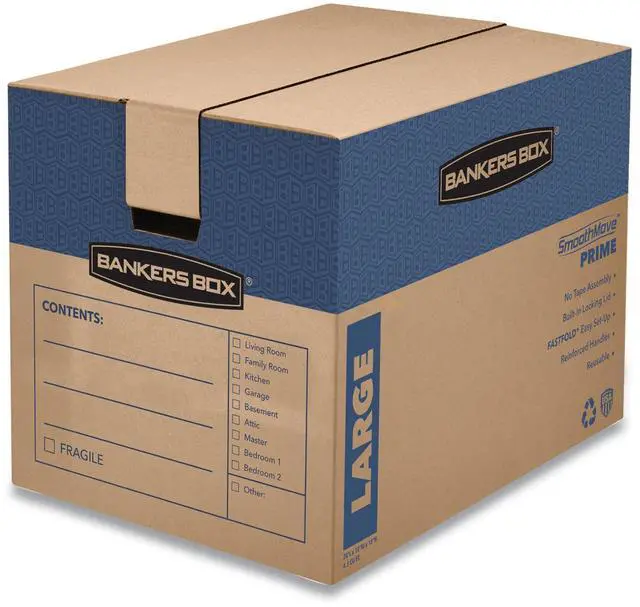 Alt view image 8 of 13 - Bankers Box 0062901 SmoothMove Moving Storage Box- Extra Strength- Large- 18w x 24d x 18h- Kraft