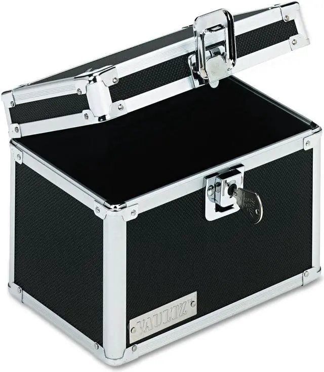 Alt view image 5 of 5 - Vaultz Locking Index Card File with Flip Top Holds 450 4 x 6 Cards Black VZ01171
