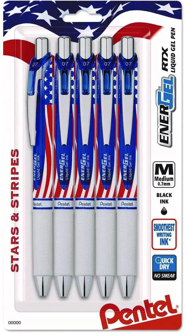 Alt view image 5 of 8 - Pentel EnerGel RTX Retractable Liquid Gel Pen .7mm USA Barrel Black Ink 5/PK BL77USABP5A