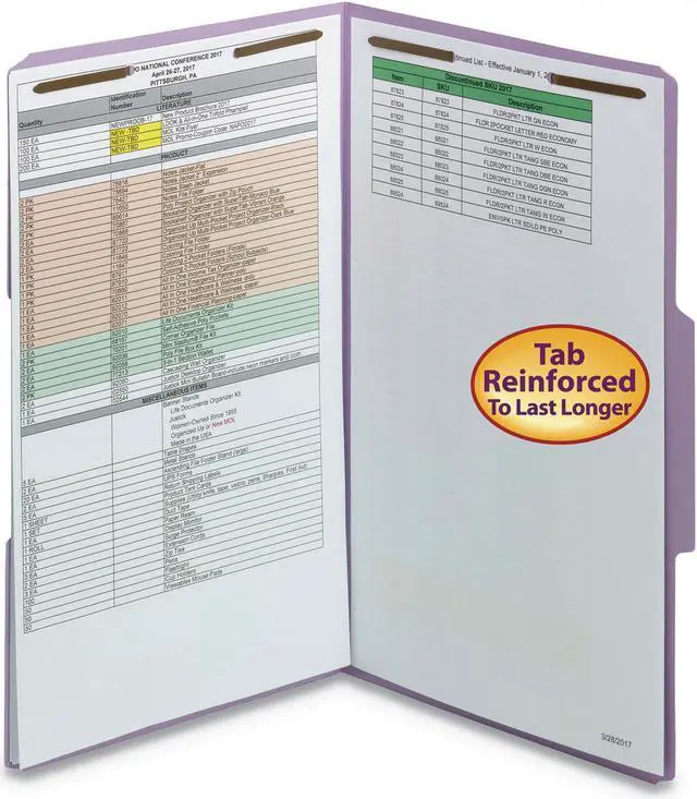 Alt view image 3 of 10 - Smead Colored Top-Tab Fastener File Folders - Legal - 8 1/2" x 14" Sheet Size - 2 Fastener(s) - 1/3 Tab Cut - Top Tab Lo