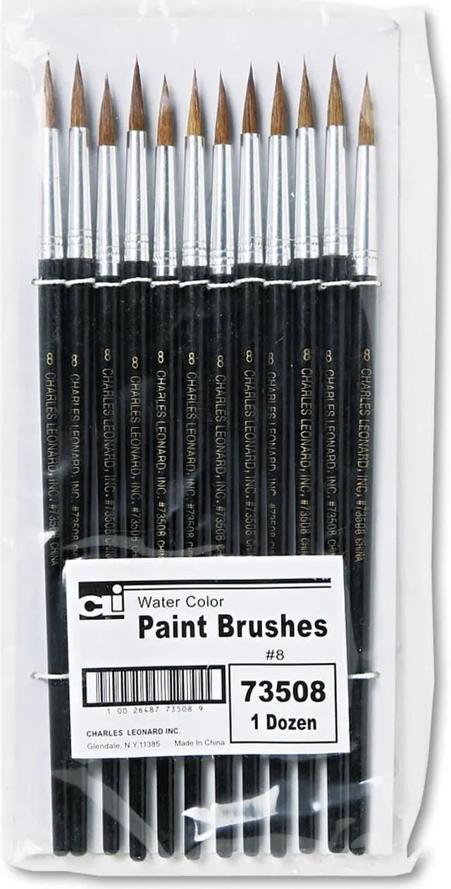Alt view image 6 of 7 - Charles Leonard Artist Brush Size 8 Camel Hair Round 12/Pack 73508