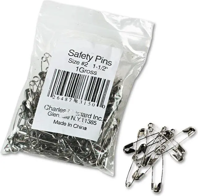 Alt view image 3 of 10 - Charles Leonard Safety Pins Nickel-Plated Steel 1 1/2" Length 144/Pack 83150