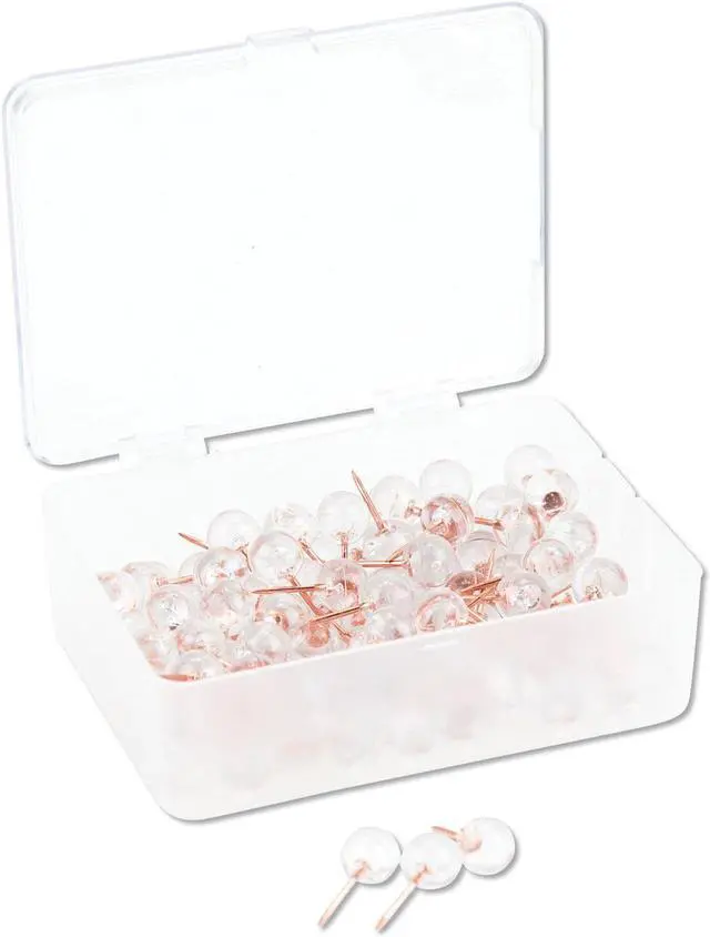 Alt view image 4 of 13 - U Brands Fashion Sphere Push Pins Plastic Clear 7/16" 100/Pack 3089U06-24