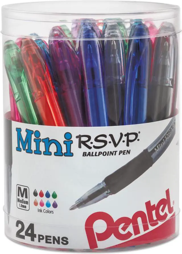 Alt view image 8 of 12 - Pentel BK91MN24M R.S.V.P. Mini Ballpoint Pen, 1 Mm, Assorted Ink, 24/Pack