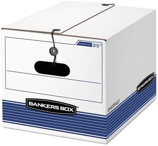 Alt view image 16 of 20 - Bankers Box STOR/FILE Extra Strength Storage Box Letter/Legal White/Blue 12/Carton 00025