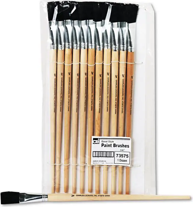 Alt view image 7 of 9 - Charles Leonard 73575 Long Handle Easel Brush- Size 18- Natural Bristle- Flat- 12/Pack