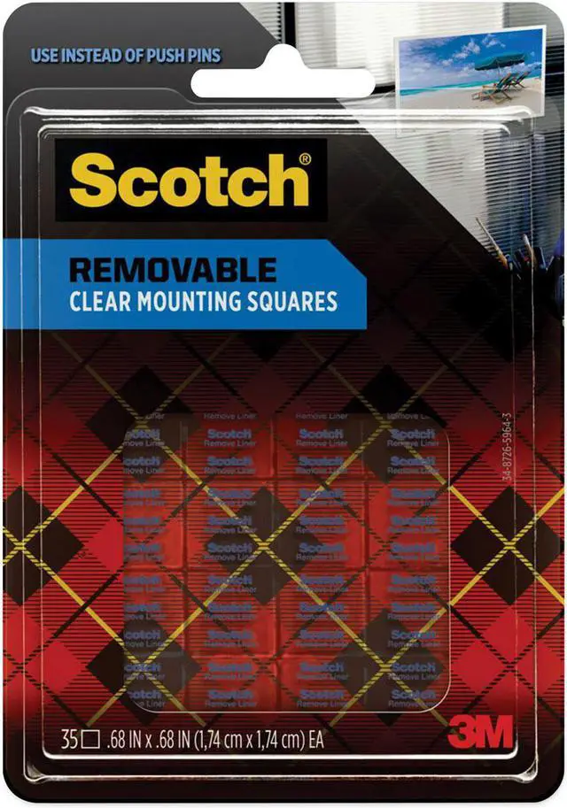 Alt view image 2 of 11 - Scotch Mounting Squares Precut Removable 11/16" x 11/16" Clear 35/Pack 859