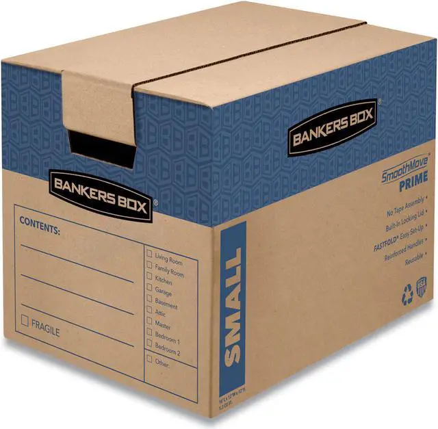 Alt view image 7 of 14 - Bankers Box 0062701 SmoothMove Moving Storage Box- Extra Strength- Small- 12w x 16d x 12h- Kraft