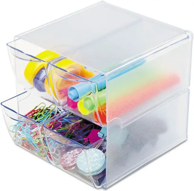 Alt view image 2 of 3 - Desk Cube, With Four Drawers, Clear Plastic, 6 X 7-1/8 X 6