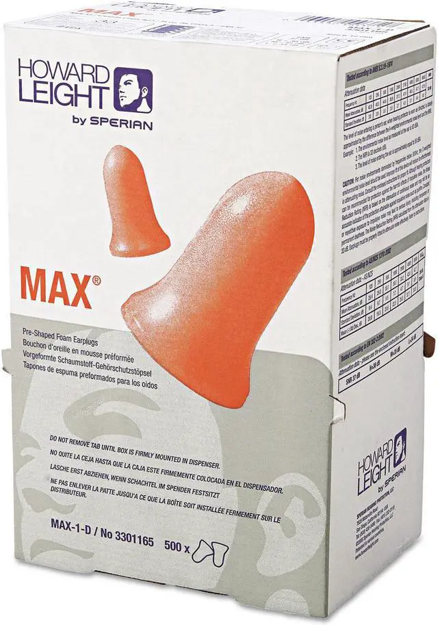 Alt view image 2 of 16 - Howard Leight by Honeywell MAX-1 D Single-Use Earplugs Cordless 33NRR Coral LS 500 Refill HOWMAX1D