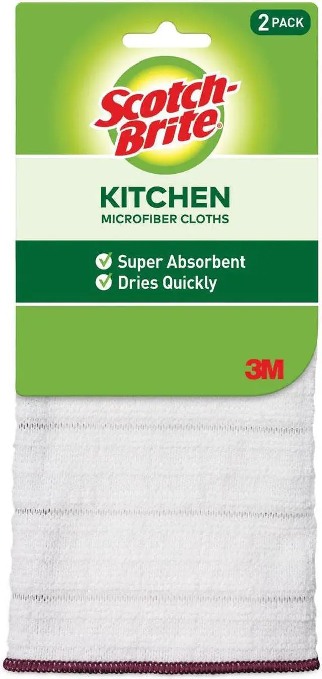 Alt view image 5 of 9 - 3M 90322 Microfiber Kitchen Cleaning Cloth, White, 2/Pack, 1 Pack