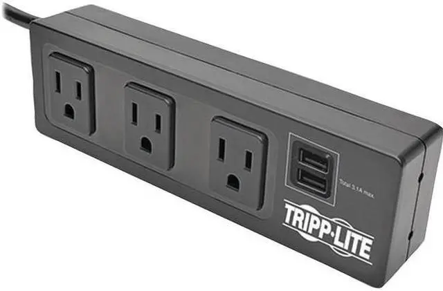 Main image of Tripp Lite Protect It! 3-Outlet Surge Protector with Desk Clamp & 2 USB Ports