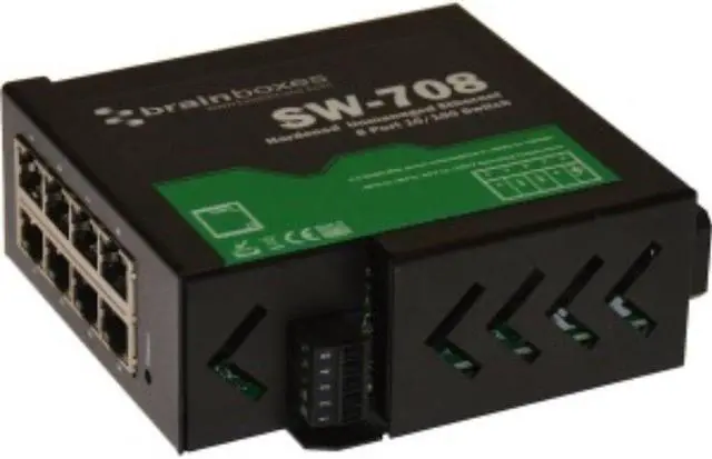 Alt view image 20 of 20 - Brainboxes Hardened Industrial Ethernet 8 Port Switch Din Rail Mountable
