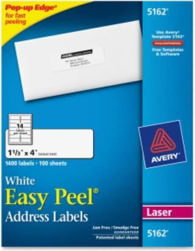 Alt view image 2 of 6 - Avery Label,Adrs,1.33x4,14/Sh 5162