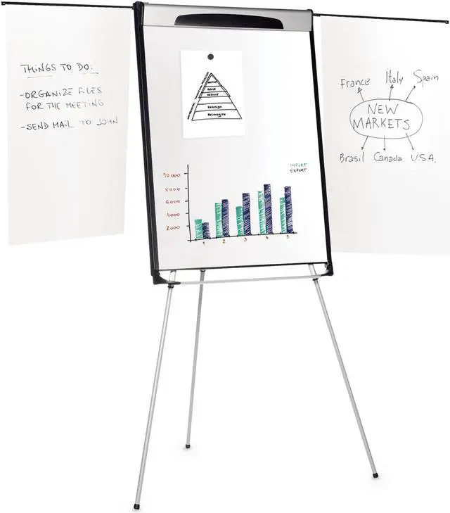 Alt view image 3 of 4 - MasterVision BVCEA23066720 Tripod Extension Bar Magnetic Dry-Erase Easel, 39" to 72" High, Black/Silver, 1 Each