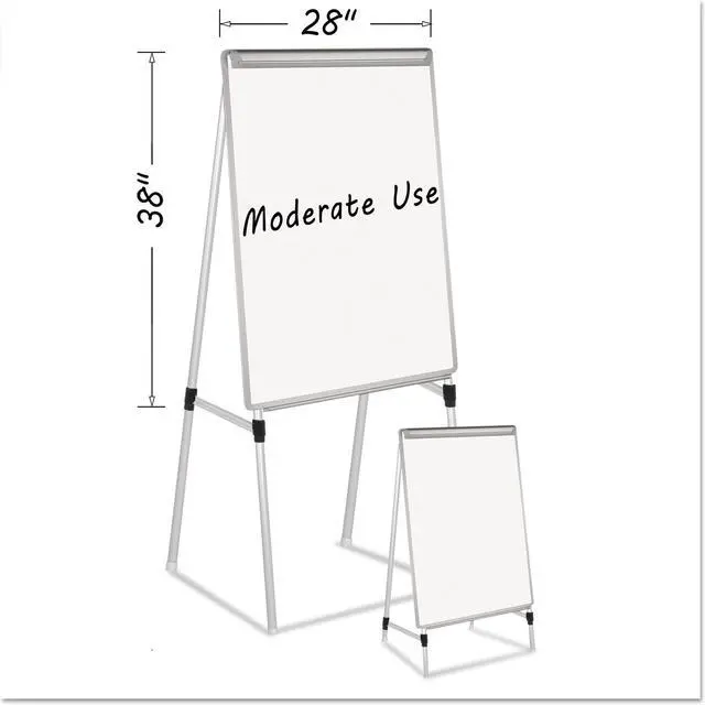 Alt view image 4 of 9 - Bi-silique Silver Easy Clean Dry Erase Quad-Pod Easel 45" to 79" Silver