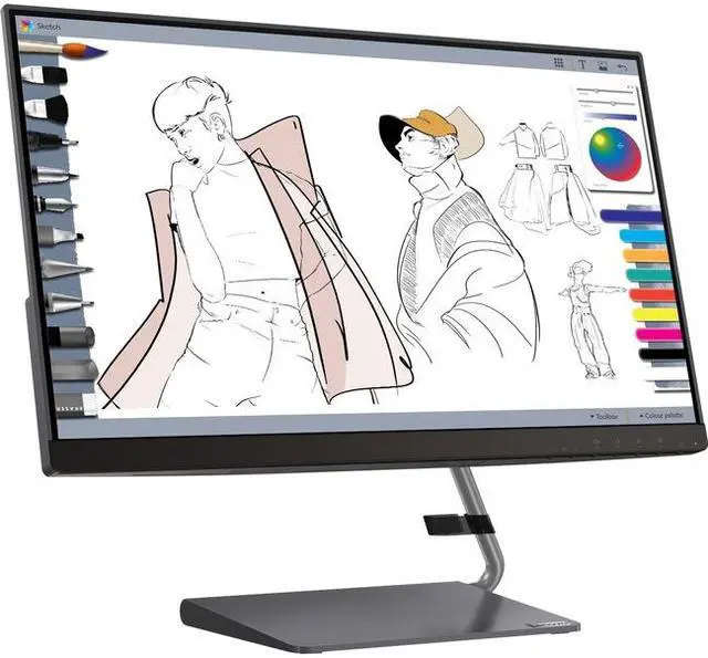 Alt view image 8 of 8 - Lenovo Q24-10 23.8-inch IPS QHD 75Hz USB-C Monitor, 23.8" IPS