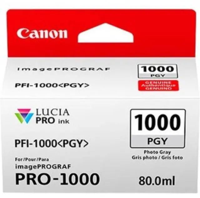 Alt view image 2 of 7 - Canon PFI-1000 PGY LUCIA PRO Photo Gray Ink Tank (80ml)