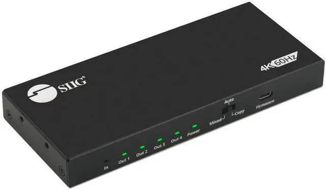 Main image of SIIG 4 Port HDMI 2.0 HDR Splitter with EDID and Downscaling CEH26C11S1