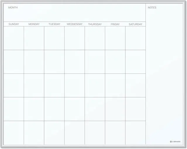 Main image of Magnetic Dry Erase Undated One Month Calendar Board, 20 x 16, White 361U0001
