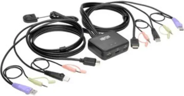 Main image of Tripp Lite 2-Port KVM Switch w/ HDMI USB Audio Cables Peripheral Sharing (B032-HUA2)