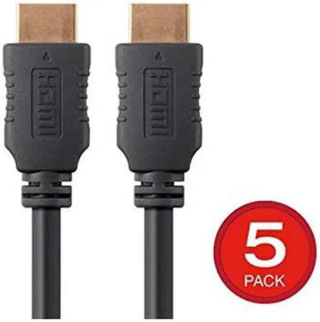 Alt view image 5 of 7 - Monoprice HDMI Cable - 6 Feet - Black (5-Pack) High Speed, 4K@60Hz, HDR, 18Gbps, YCbCr 4:4:4, 28AWG, Compatible with UHD TV and More - Select Series