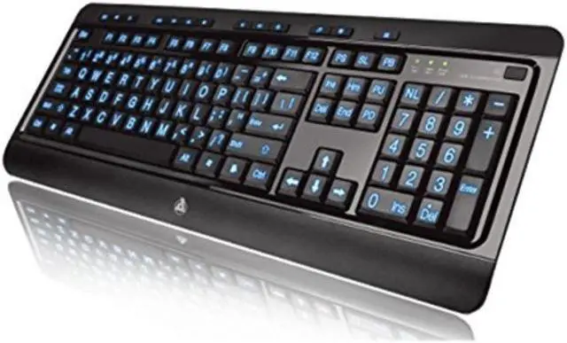 Alt view image 9 of 20 - AZIO KB505U Black USB Wired Standard Large Print 3 Color Backlit Keyboard