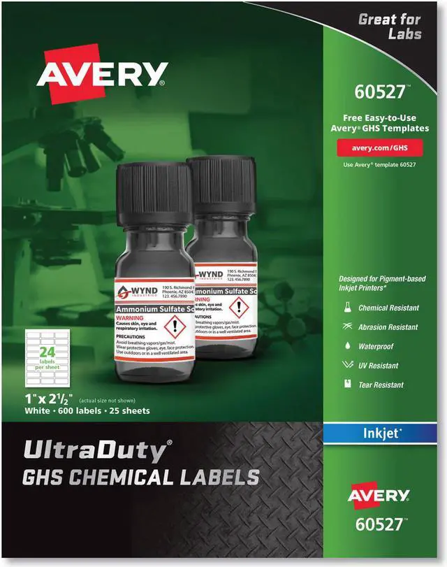 Alt view image 5 of 7 - Avery AVE60527 LABELS,GHS,24UP,INKJ,WE, COLOR: WHITE - 60527