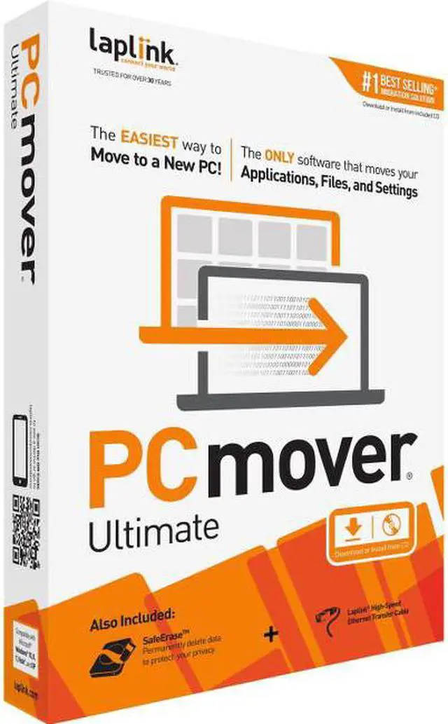 Alt view image 8 of 8 - Laplink PCmover Ultimate 11 | Moves your Applications, Files and Settings from an Old PC to a New PC | Includes Optional Ethernet Cable | 1 Use